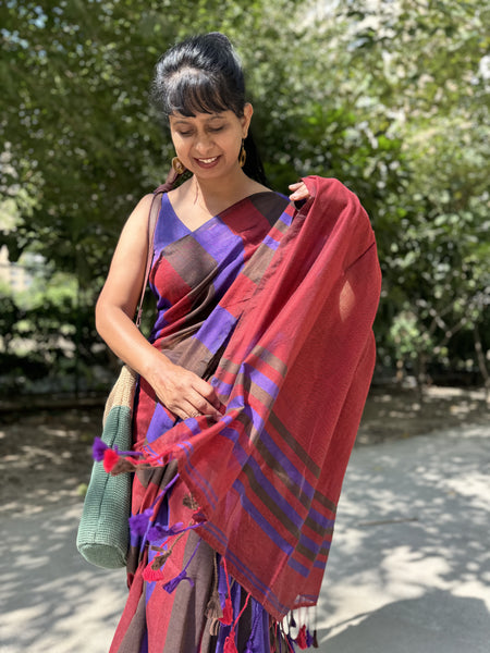 Handloom woven cotton saree