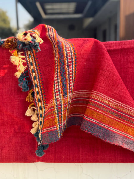DESI WOOL (sheep wool) NATURAL DYED HAND WOVEN BHUJODI SHAWL
