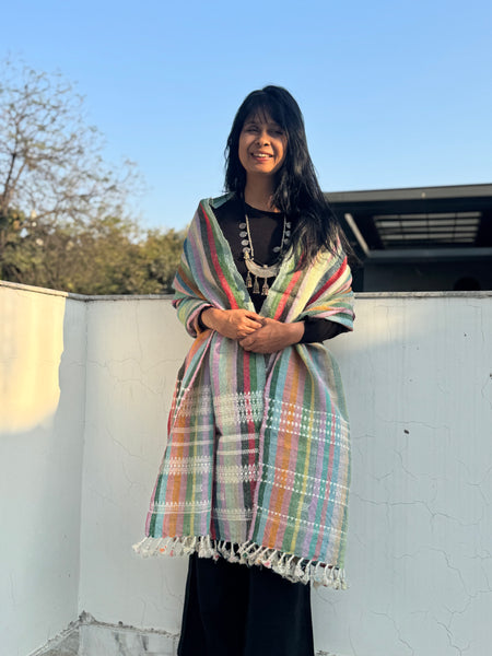 DESI WOOL (sheep wool) NATURAL DYED HAND WOVEN BHUJODI SHAWL