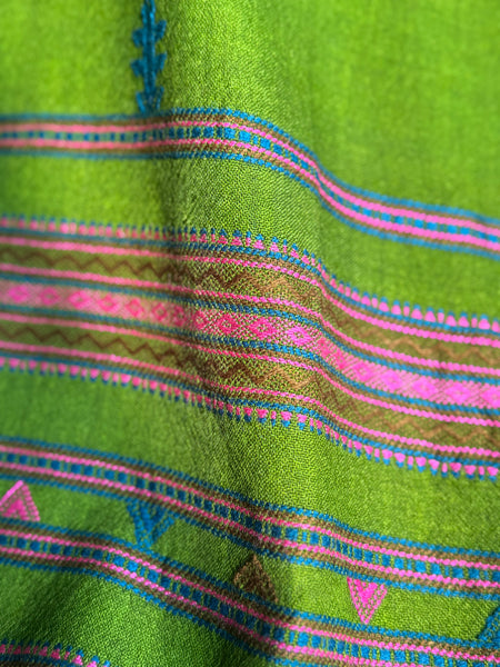 Green - Kutch Bhujodi Handwoven Merino Wool Shawl, Very Soft