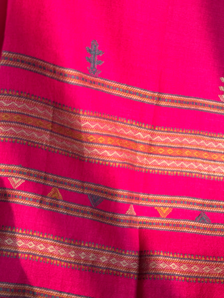 Pink - Kutch Bhujodi Handwoven Merino Wool Shawl, Very Soft