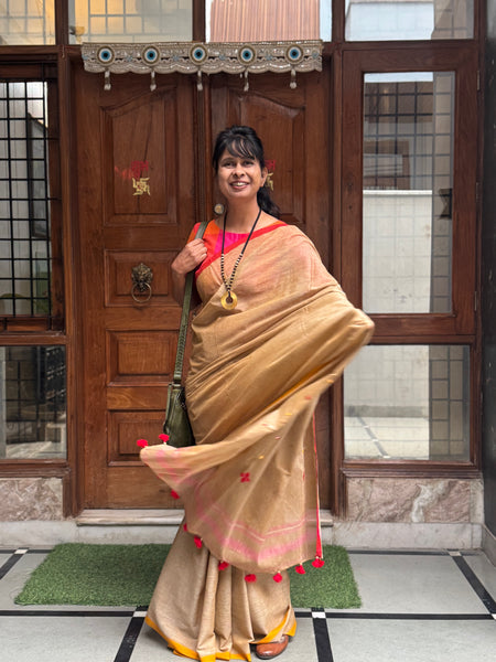 Handloom Pure Cotton Saree With Embroidered Pallu