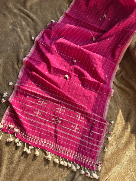 Viraasat - Bhujodi handwoven organic kala cotton stole