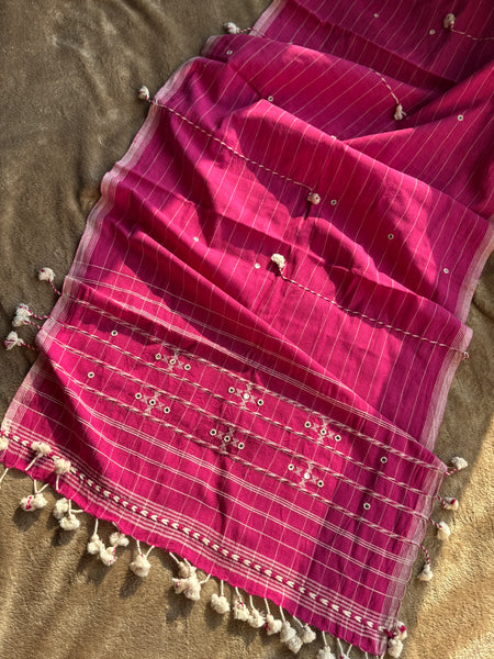 Viraasat - Bhujodi handwoven organic kala cotton stole