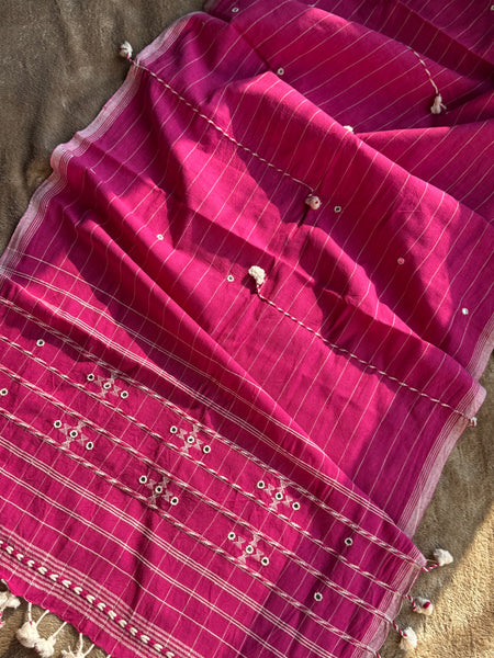 Viraasat - Bhujodi handwoven organic kala cotton stole