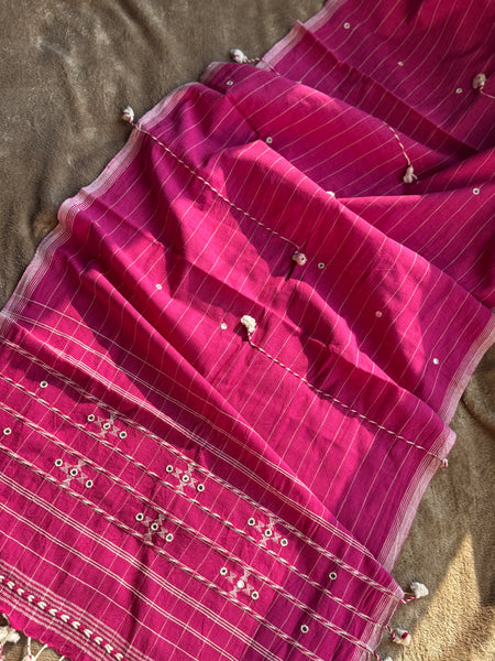 Viraasat - Bhujodi handwoven organic kala cotton stole