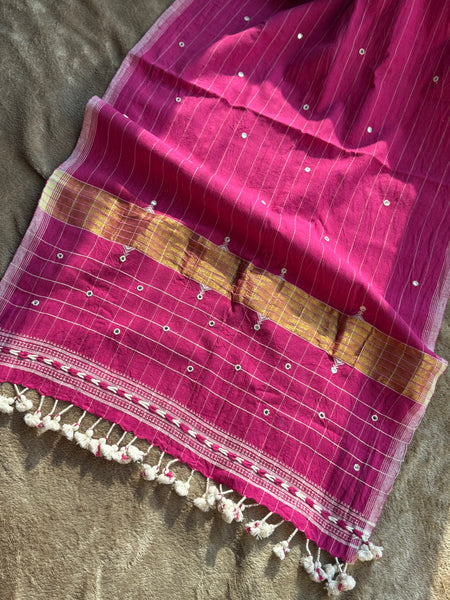 Viraasat - Bhujodi handwoven organic kala cotton stole