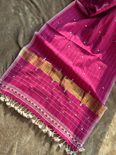 Viraasat - Bhujodi handwoven organic kala cotton stole