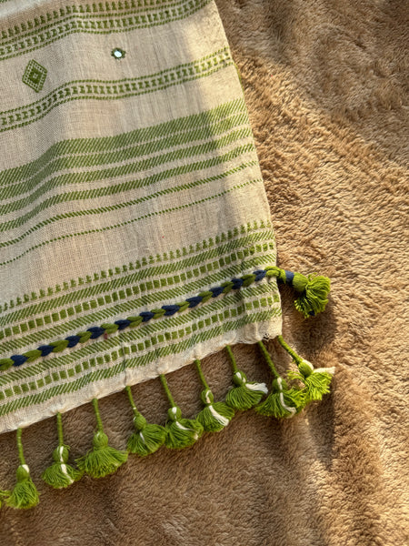 Viraasat - Bhujodi handwoven organic kala cotton stole