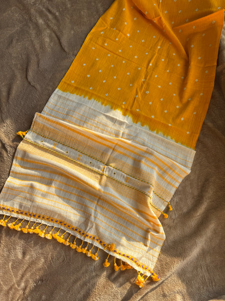Viraasat - Bhujodi handwoven organic kala cotton stole