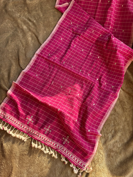 Viraasat - Bhujodi handwoven organic kala cotton stole