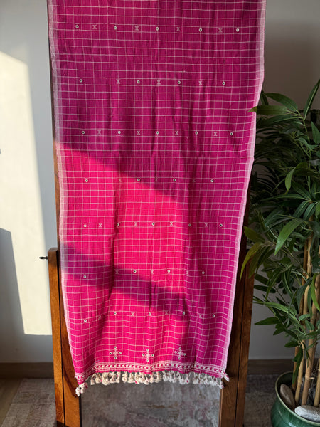 Viraasat - Bhujodi handwoven organic kala cotton stole