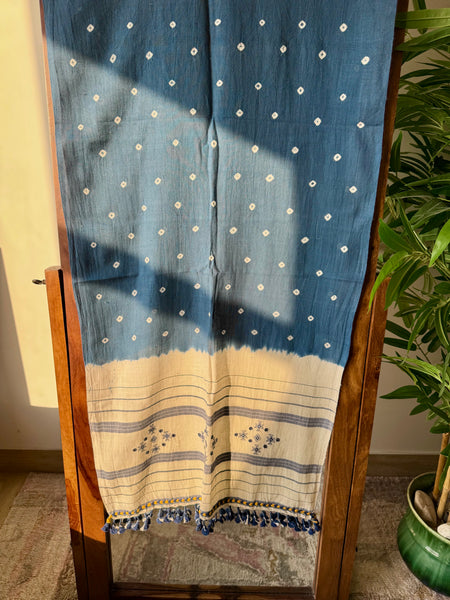 Viraasat - Bhujodi handwoven organic kala cotton stole