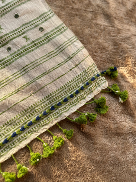 Viraasat - Bhujodi handwoven organic kala cotton stole