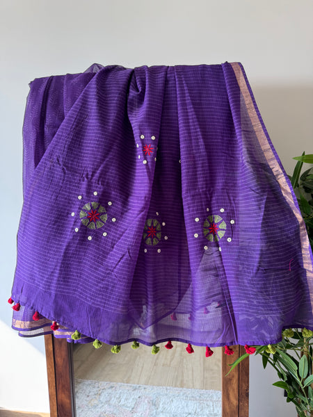 रंगमंच - Embroidered Pallu Kota Saree- Purple