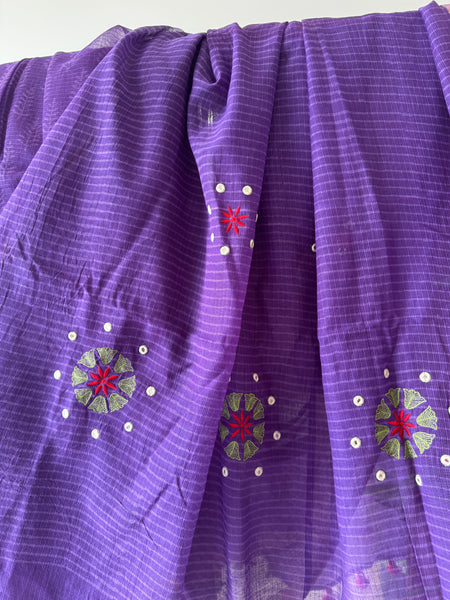 रंगमंच - Embroidered Pallu Kota Saree- Purple
