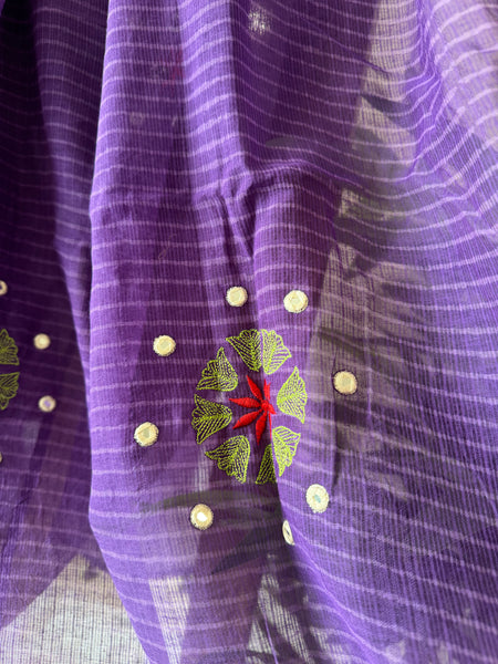 रंगमंच - Embroidered Pallu Kota Saree- Purple