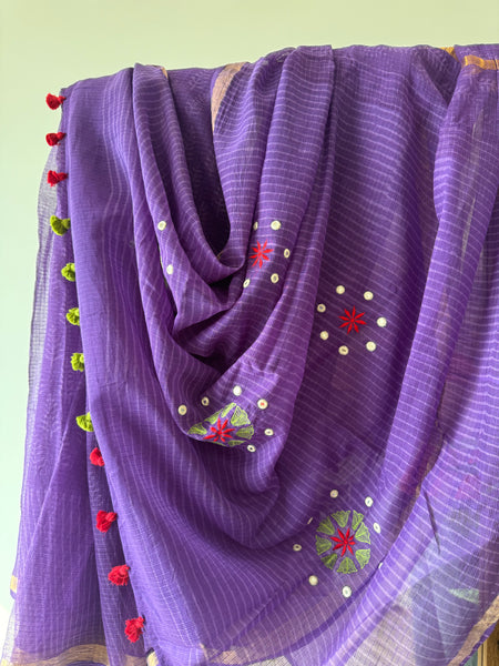 रंगमंच - Embroidered Pallu Kota Saree- Purple