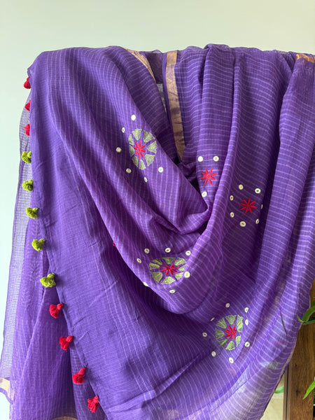 रंगमंच - Embroidered Pallu Kota Saree- Purple