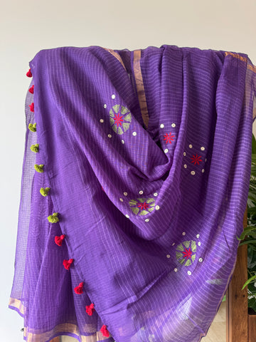 रंगमंच - Embroidered Pallu Kota Saree- Purple