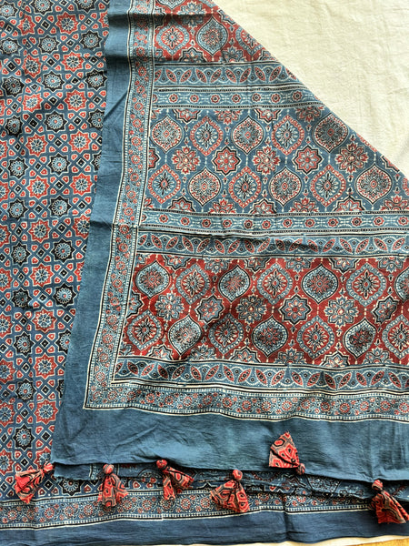 NEELI - vegetable dyed Ajrakh cotton saree