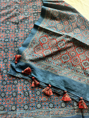 NEELI - vegetable dyed Ajrakh cotton saree
