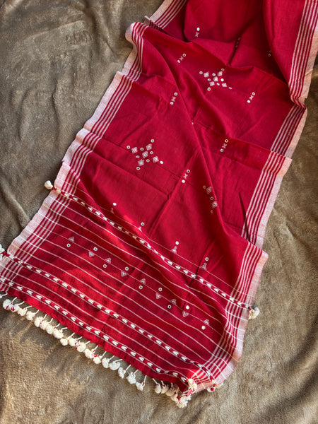 Viraasat - Bhujodi handwoven organic kala cotton stole
