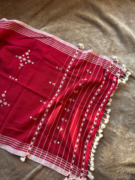 Viraasat - Bhujodi handwoven organic kala cotton stole