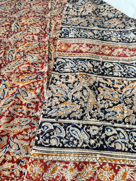 Kalamkari blockprinted cotton mul saree