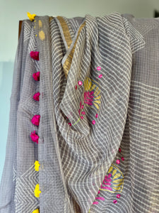 रंगमंच -Embroidered Pallu Kota Saree- Light Grey