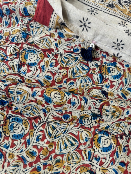 Kalamkari blockprinted cotton mul saree