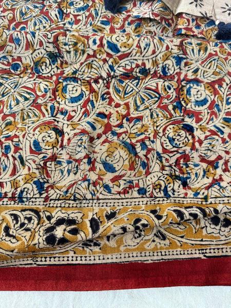 Kalamkari blockprinted cotton mul saree