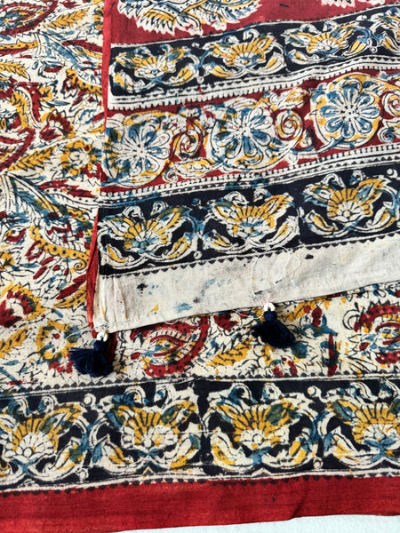 Kalamkari blockprinted cotton mul saree