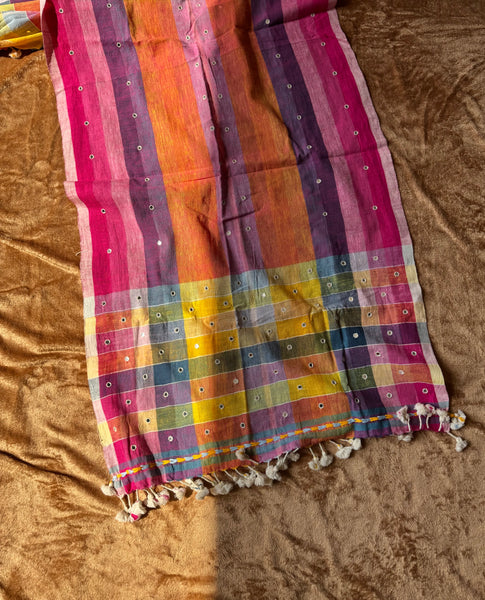 Viraasat - Bhujodi handwoven organic kala cotton stole
