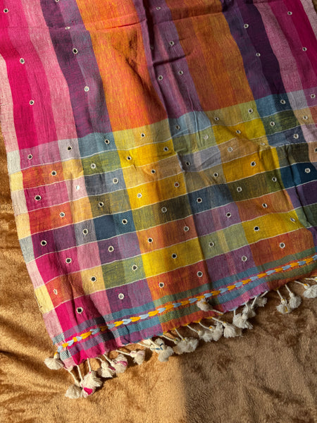 Viraasat - Bhujodi handwoven organic kala cotton stole
