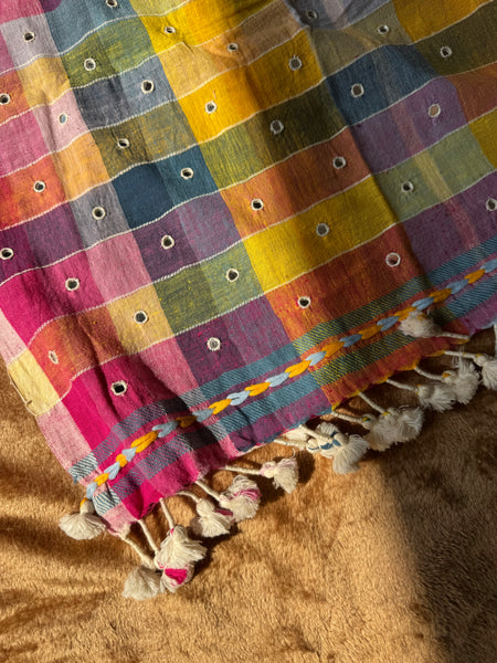 Viraasat - Bhujodi handwoven organic kala cotton stole