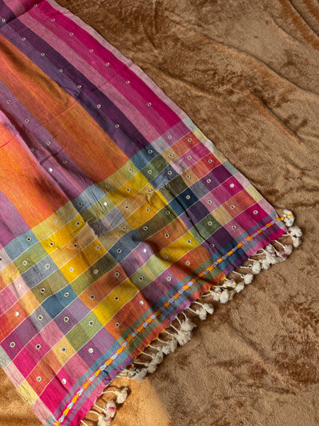 Viraasat - Bhujodi handwoven organic kala cotton stole