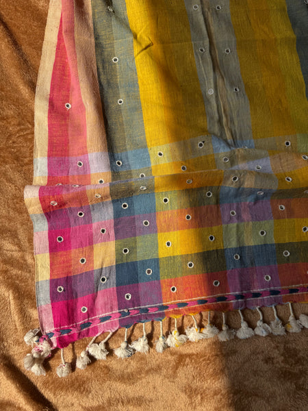 Viraasat - Bhujodi handwoven organic kala cotton stole