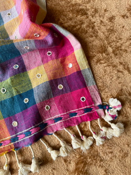 Viraasat - Bhujodi handwoven organic kala cotton stole