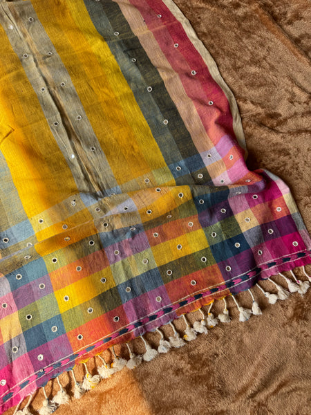 Viraasat - Bhujodi handwoven organic kala cotton stole