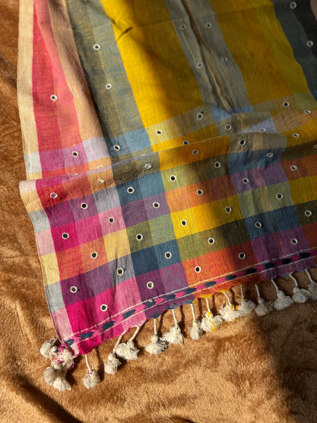 Viraasat - Bhujodi handwoven organic kala cotton stole