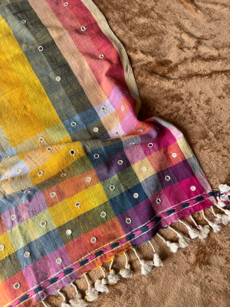 Viraasat - Bhujodi handwoven organic kala cotton stole