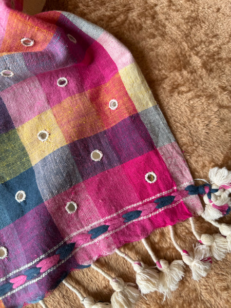 Viraasat - Bhujodi handwoven organic kala cotton stole