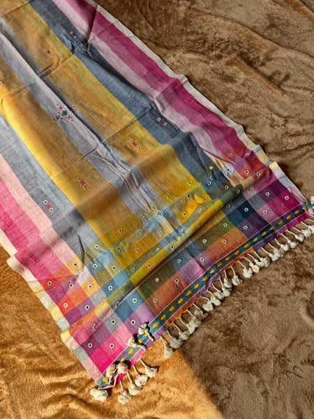 Viraasat - Bhujodi handwoven organic kala cotton stole