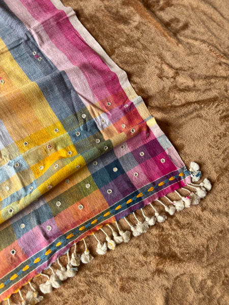 Viraasat - Bhujodi handwoven organic kala cotton stole