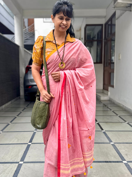 Handloom Pure Cotton Saree With Embroidered Pallu