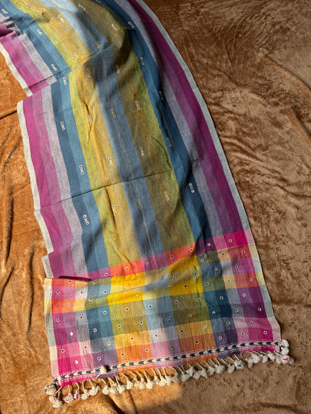 Viraasat - Bhujodi handwoven organic kala cotton stole