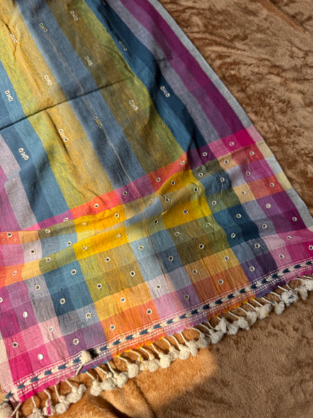 Viraasat - Bhujodi handwoven organic kala cotton stole