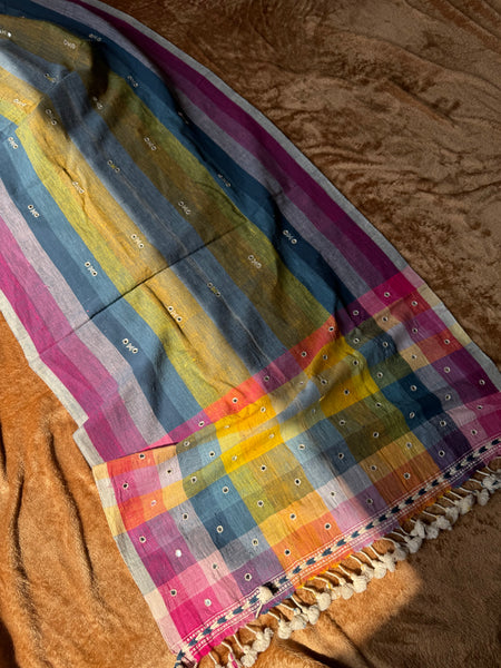 Viraasat - Bhujodi handwoven organic kala cotton stole
