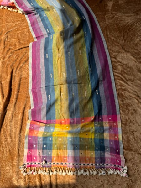 Viraasat - Bhujodi handwoven organic kala cotton stole